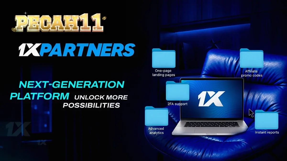 Antarmuka dasbor 1xPartners yang diperbarui dengan grafik analitik yang jelas.